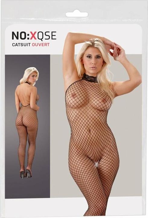 Actual product image Mandy Mystery Fishnet catsuit with lace collar (S, M)