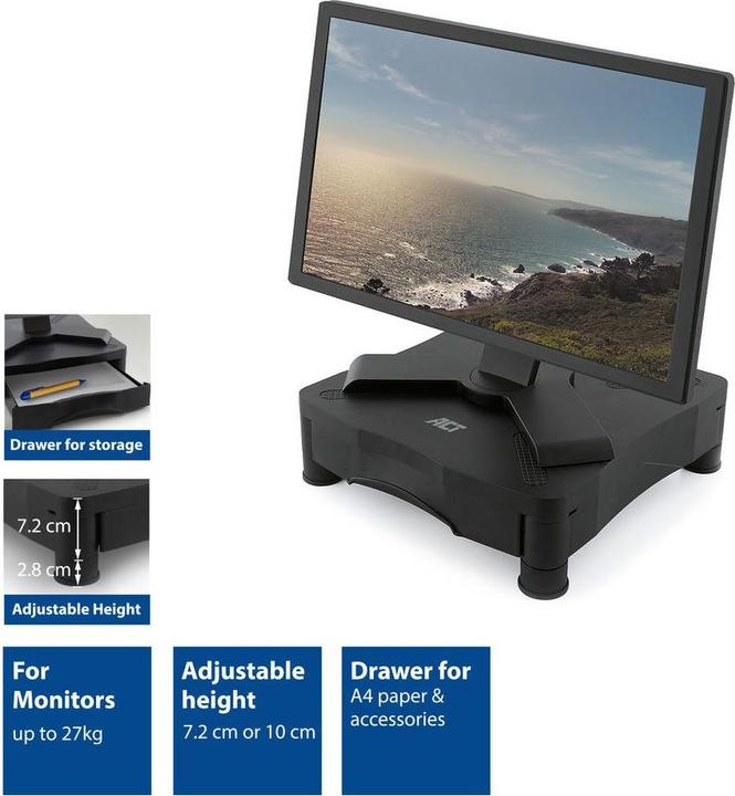 Produktbild Monitor stand with one drawer, adjustable height