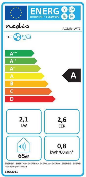 Energy Label Nedis Mobile Air Conditioner ACMB1WT7 (60 m², 7000 BTU/h)