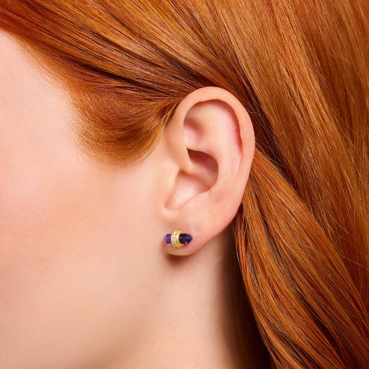 Produktbild Thomas Sabo Ohrstecker mit violettem Onyx Kristall vergoldet (925 Sterlingsilber, 750 Gelbgold Vergoldung)