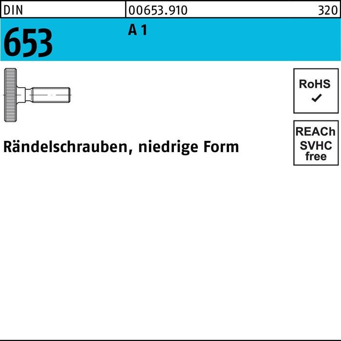 Energie-Label Rändelschraube DIN 653 niedrige Form M 5 x 20 A 1 A 1 (10 Schrauben pro Stück)