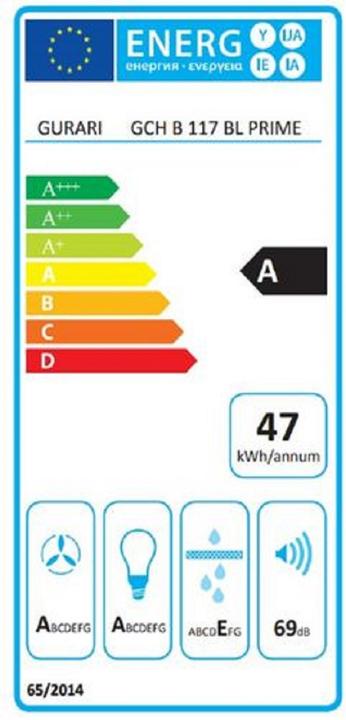 Energie-Label Gurari GCH B 117 BL PRIME (Flachschirmhaube)