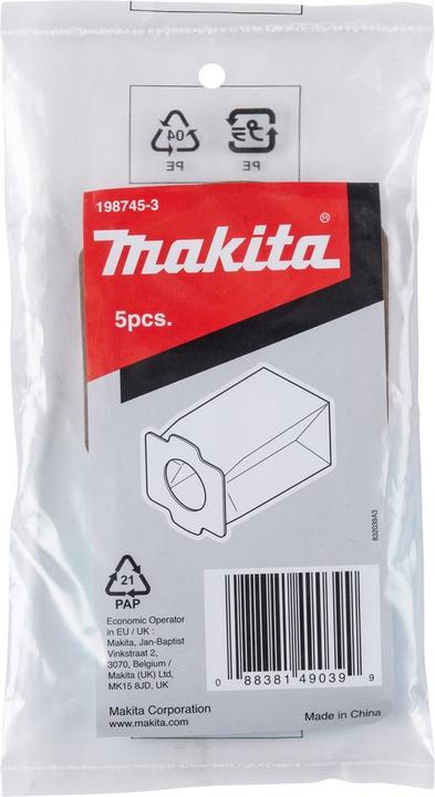 Actual product image Makita Paper filter bag DCL182 198745-3, antibacterial, 5 pcs.