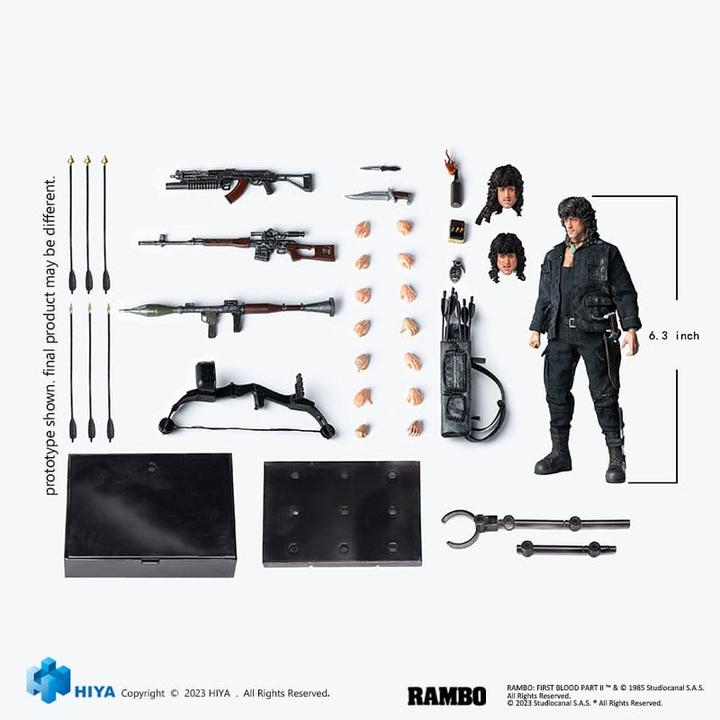 Actual product image Hiya Toys First Blood II Exquisite Super Series Actionfigur 1/12 First Blood III John Rambo 16 cm