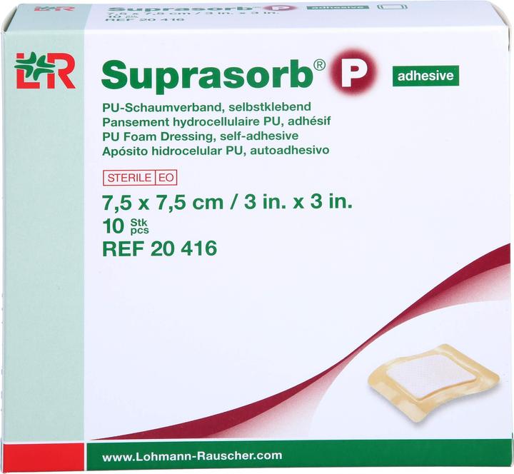 Produktbild Lohmann & Rauscher SUPRASORB P PU-Schaumv.7,5x7,5cm selbstklebend, 10 St VER