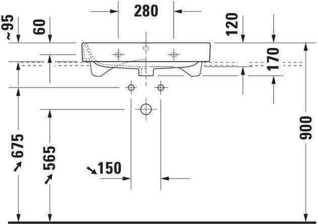 Produktbild Duravit Möbelwaschtisch HAPPY D.2 m ÜL HLB 650x505mm geschli 1 HL weiss WG (505 mm, 650 mm)