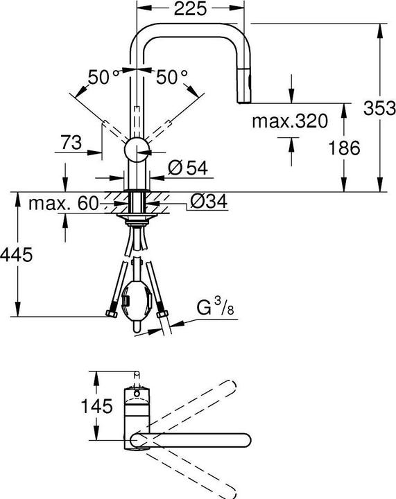 Image du produit Grohe Küchenarmatur mit Handbrause Minta supersteel matt 32322