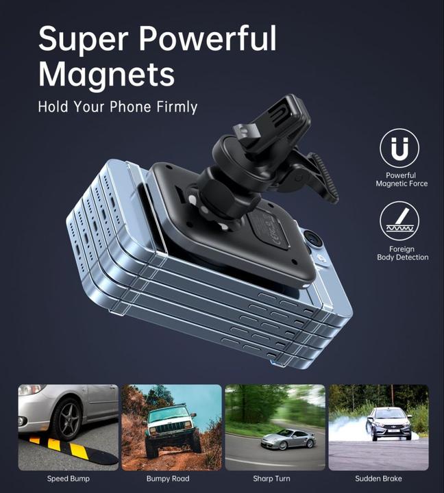 Image du produit Choetech Support voiture T206-F avec chargeur inductif jusqu'à 15W - noir