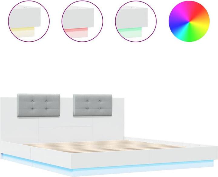 Produktbild VidaXL Bettgestell mit Kopfteil und LED-Leuchten (180 x 200 cm)