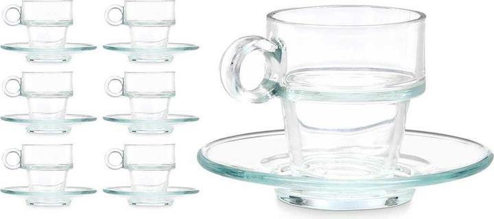 Immagine prodotto Vivalto Tasse mit Untertasse 41087 Durchsichtig Glas 90 ml (6 Stück) (90 ml, 6 x)