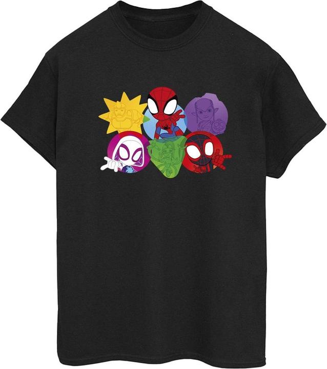 Actual product image Womens/Ladies Spidey And His Amazing Friends Faces Cotton Boyfriend T-Shirt (4XL)