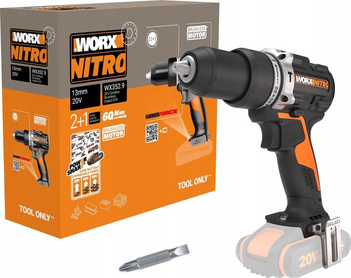 Produktbild Worx Schlagbohrmaschine 20V WX352 (Akkubetrieb)