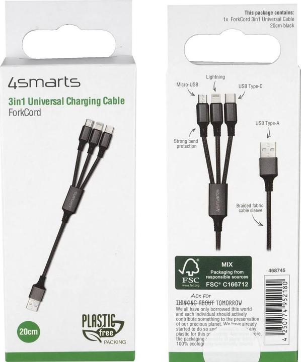Image du produit 4smarts Câble multichargeur 3 en 1 (0.20 m, USB 2.0)