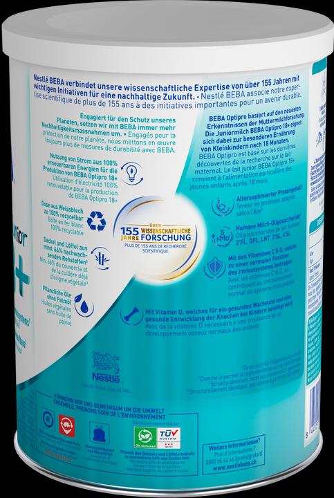 Nutritional values and ingredients Beba Optipro Junior 18+ (800 g, from 18 m.)
