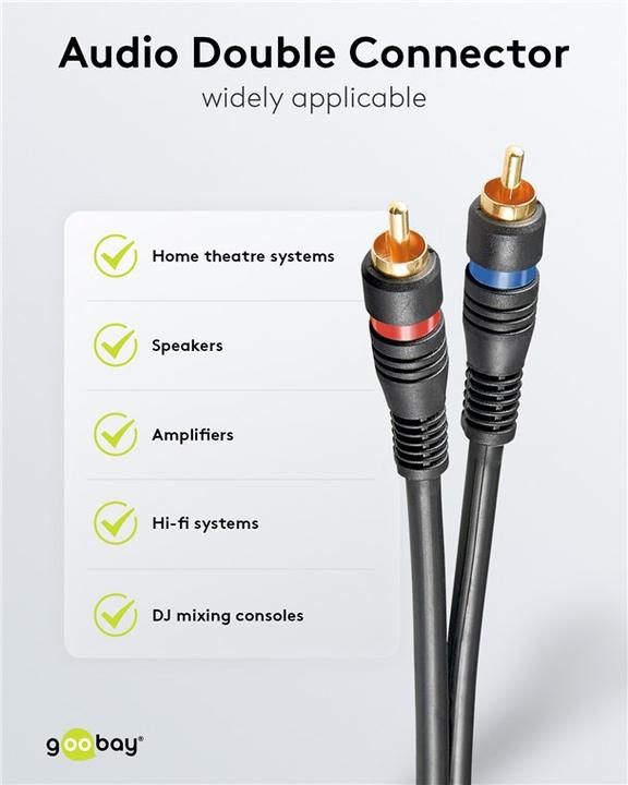 Produktbild Goobay Stereo Verbindungskabel 2x Cinch, zweifach geschirmt (0.20 m)