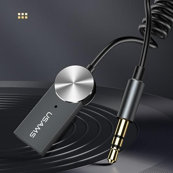 Actual product image Usams Adapter audio Bluetooth 5.0 USB-AUX szary/tarnish SJ464JSQ01 (US-SJ464) (Transmitter & Receiver)