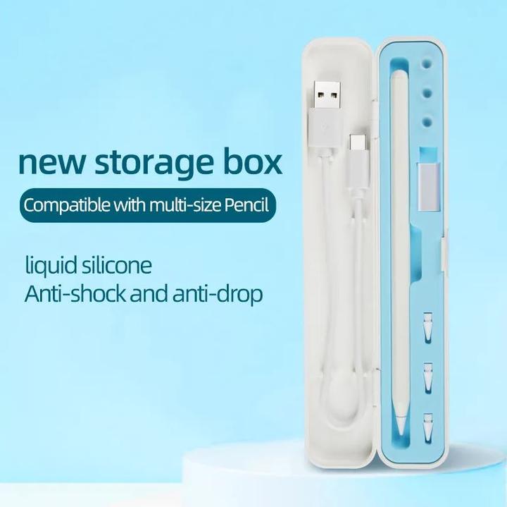 Produktbild PhoneLook Schutzcase Aufbewahrungsbox Apple Pencil 1 & 2 liquid silicone blaues Interieur