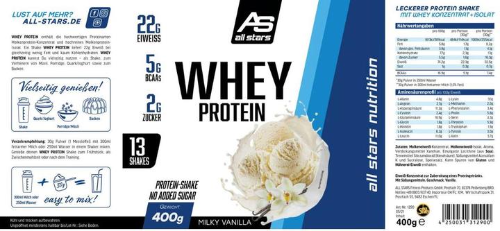 Produktbild All Stars 100% Whey Protein (Vanille, 1 Stk., 400 g)