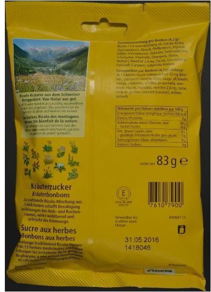 Valori nutrizionali e ingredienti Ricola L'originale