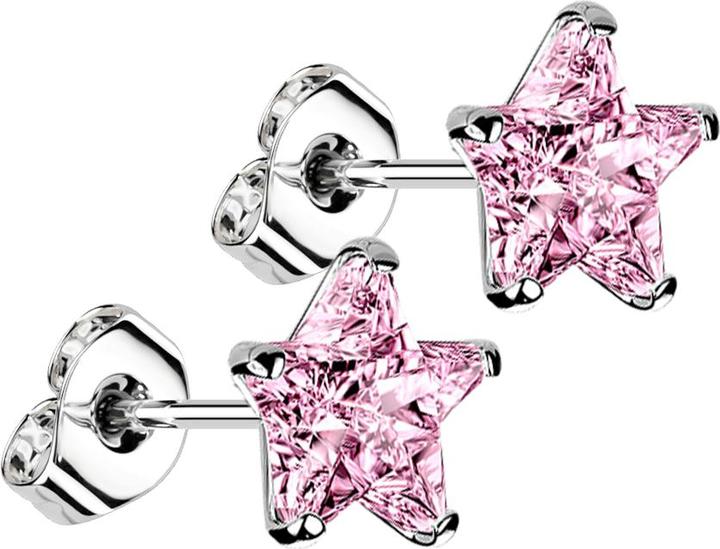 Immagine prodotto Star Piercing Orecchini a perno in argento con stella di cristallo rosa (Argento 925, senza ottone)