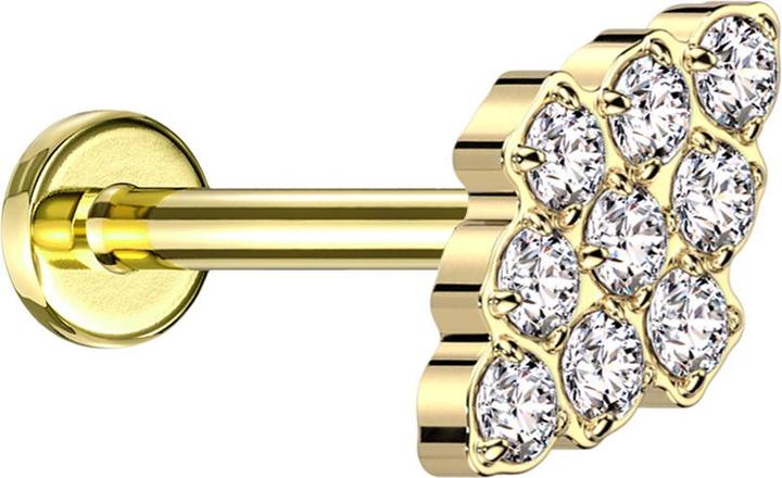 Produktbild Star Piercing Micro Labret Innengewinde vergoldet Diamant vergoldet Kristalle silber (Titan G23, ohne Messing)