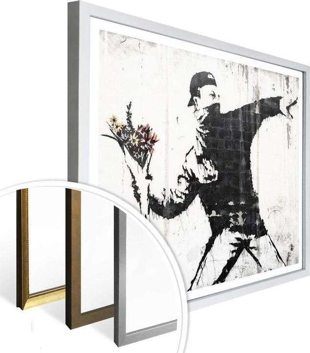 Produktbild Trenddeko Poster Banksy – Der Blumenwerfer 100 x 80 cm, Papier (7 x 7.5 x 98 cm)