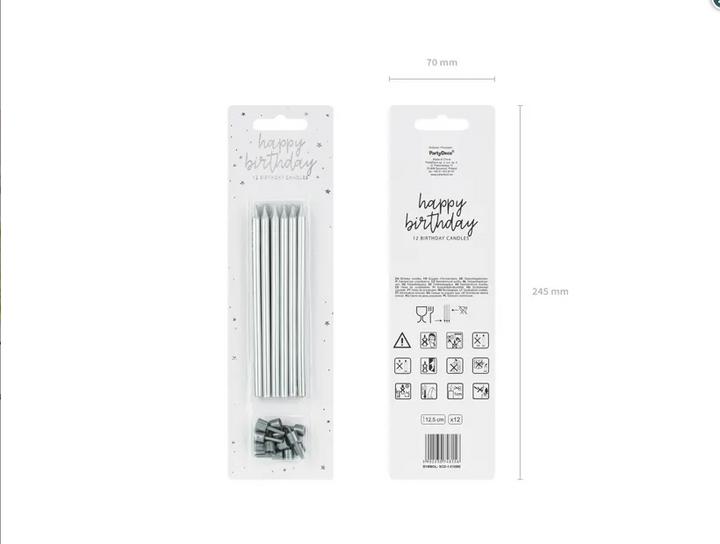 Valeurs nutritives et ingrédients Partydeco Bougies d'anniversaire Argent 12,5cm 12 pièces (12 x)