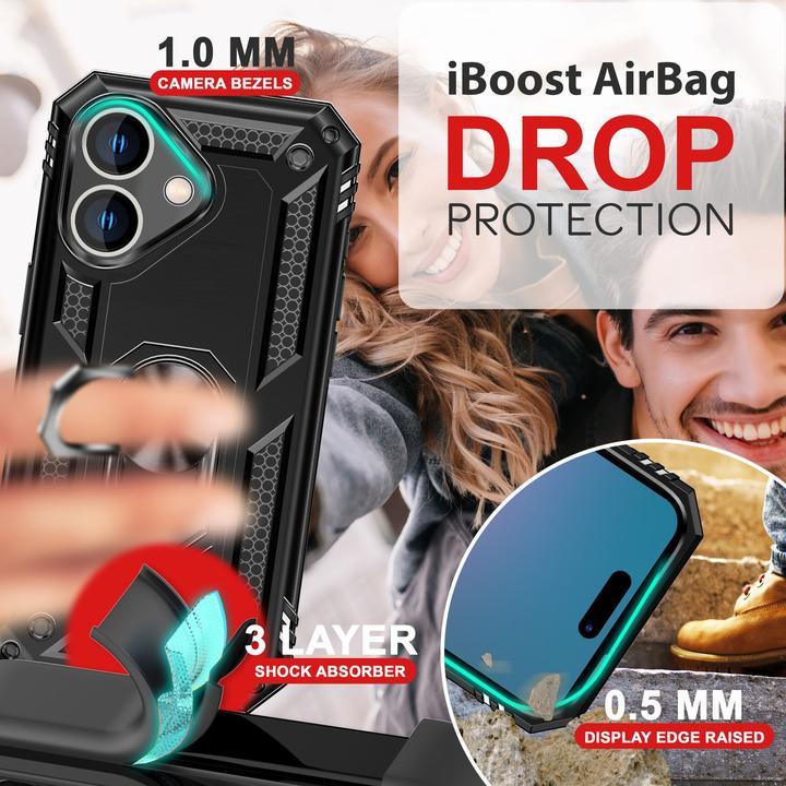 Actual product image Nalia Shockproof Military Style Ring Cover (Apple iPhone 16 Plus)
