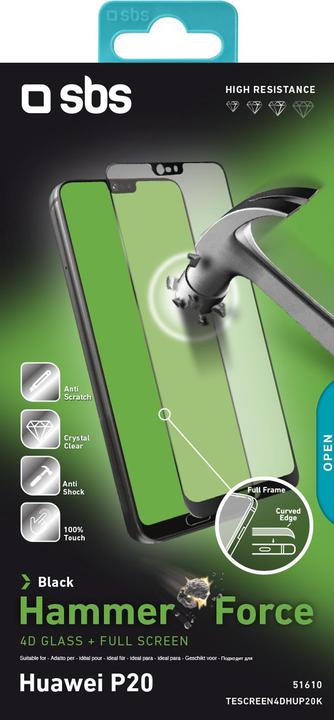 Produktbild SBS Glas Displayschutz 4D Full Glass für Huawei P20 (1 Stück, Cubot P20)