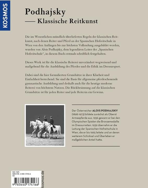 Produktbild Kosmos Die klassische Reitkunst (Deutsch, Alois Podhajsky, 2024)