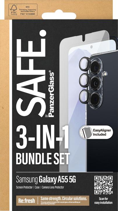 Immagine prodotto Safe Vetro da bordo a bordo + custodia (1 Pezzo/i, Samsung Galaxy A55)