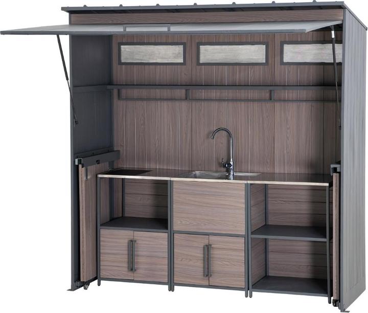 Actual product image Ventaris Outdoor-Küche Gartenhaus 220 cm x 94 cm x 226 cm mit Einrichtung Anthrazit