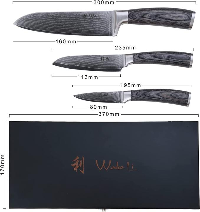 Immagine prodotto Wakoli Set di coltelli Edis 3 pezzi damascati (16 cm)