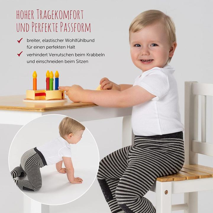 Actual product image La Loona LaLoona baby tights crawling tights - stripes grey - (74/80)