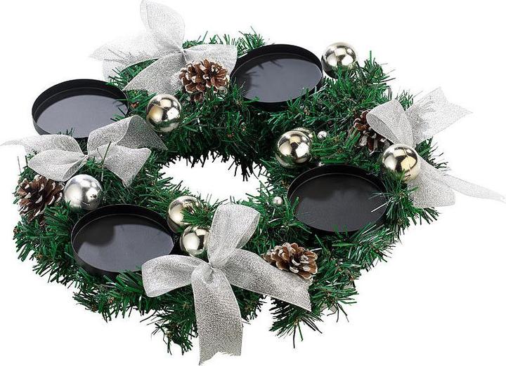 Immagine prodotto Britesta Corona d'Avvento, argento, 4 candele LED bianche con fiamma mobile (10, 15 cm)