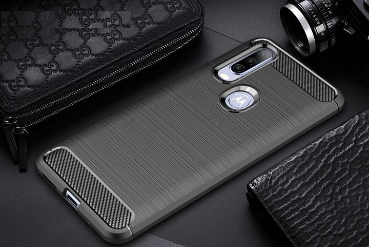 Actual product image Screenguard Motorola One Action Case Carbon Brushed Soft TPU (Motorola One Action)