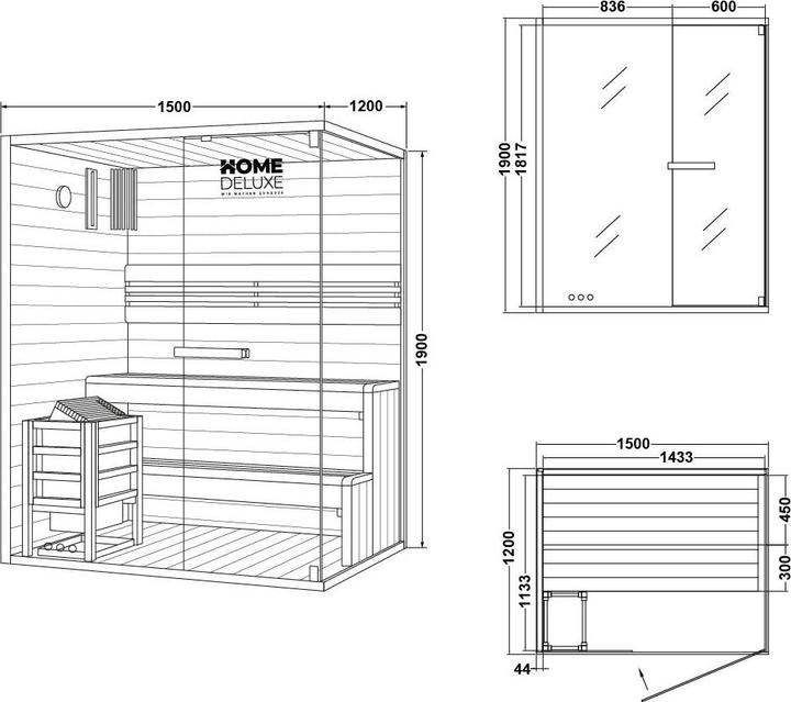 Produktbild Home Deluxe ARKHAM L - für 3 Personen (4,5 kW interne Steuerung)