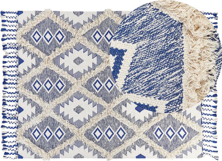 Image du produit Beliani Tapis en coton 140 x 200 cm Beige et Bleu MANAVGAT Lumarko. (140 x 200 cm)