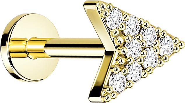 Star Piercing Micro Labret Innengewinde vergoldet Pfeil mit Kristall (Messing, Chirurgenstahl 316L)