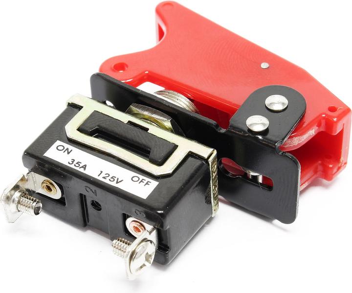 Image du produit Wiltec Bouton d'arrêt d'urgence, 35A / 12V, Knock-Out en rouge ON-OFF