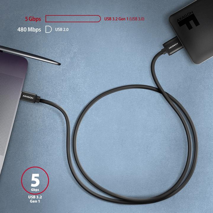Productafbeelding Axagon BUMM3-CM10AB Kabel Micro-B USB naar USB-C 3.2 Gen 1 (1 m, USB 3.2 Gen 1)