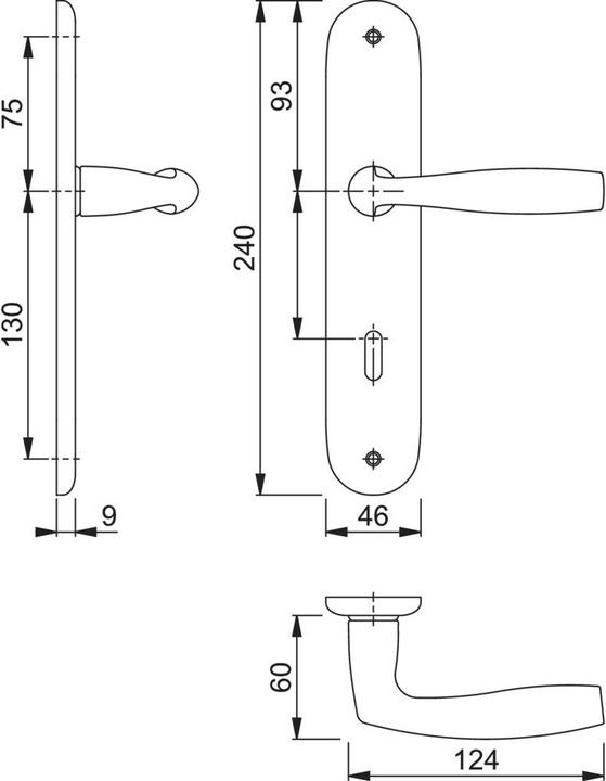 Actual product image Hoppe Long backplate set Vitória 1515/273P aluminium F1 OB 72 mm DIN left / right (Door handle)