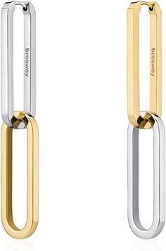 Brosway - Long oval bicolor steel earrings Emphasis BEH21 (Stahl)