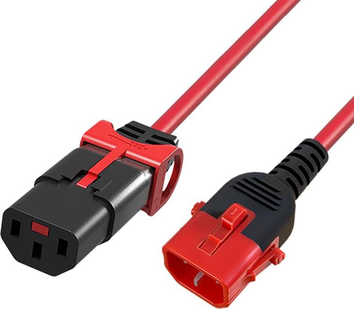 Produktbild Powercord C13 - C14 Dual IEC LOCK red 3 m (3 m)