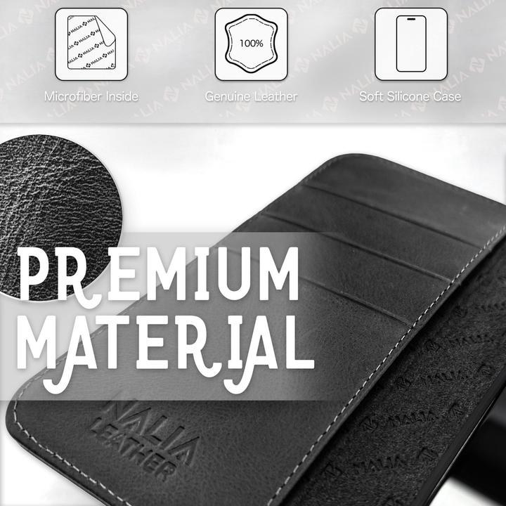Produktbild Nalia Echt Leder Flip Case Hülle mit Magnetverschluss (Samsung Galaxy S23)