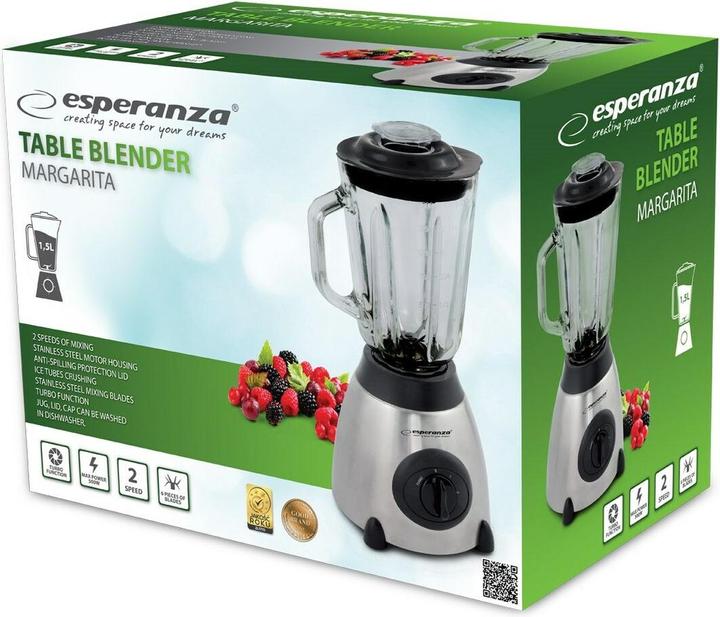 Actual product image Esperanza EKM020 Blender 500W 1 5 l Inox / Black (500 W)