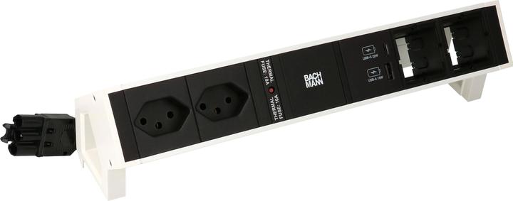 Actual product image Bachmann Desktop power strip DESK 2, 2x T13, 1x USB A/C, 2x Custom (2 x, Type 13, USB-A, USB-C, 0.20 m)