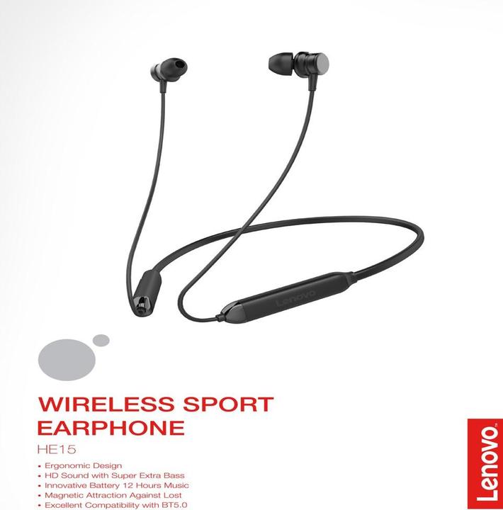 Immagine prodotto Lenovo AURICOLARI BLUETOOTH 5.0 HE15 HSP/ HFP/ AVRCP/A2D (12 h, Senza fili)