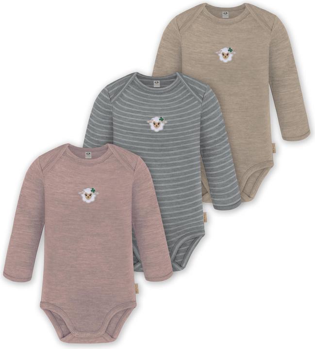 Normani 3er Pack Baby Merino Body Langarm „Auckland" - 9375