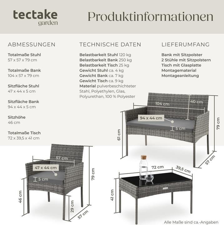Actual product image tectake Rattan garden set Palese for 4 people